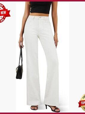 High Waisted Wide Leg Jeans Stretchy Denim Women's Pants